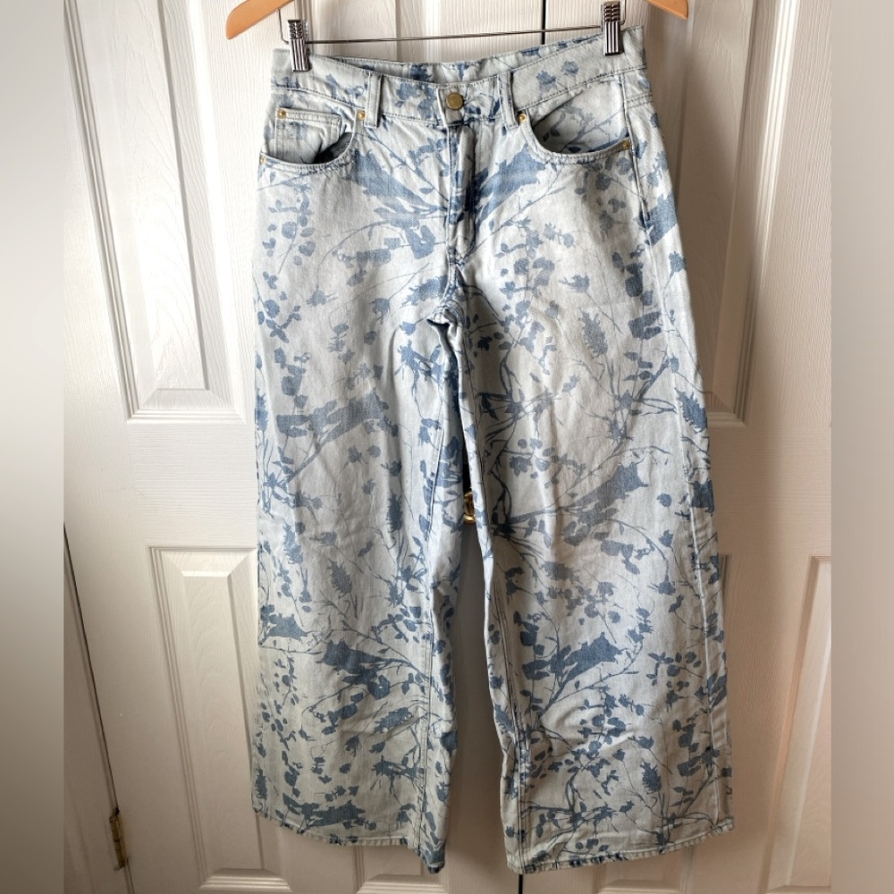 BDG Floral Print Low-a-Wide Denim Jeans SZ 27